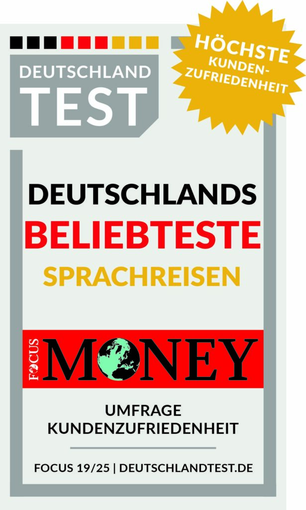 Auszeichnung von Focus Money 2025. camps for friends wurde mit dem DEUTSCHLAND TEST-Siegel „DEUTSCHLANDS BELIEBTESTE Sprachreisen“ ausgezeichnet. Mit "höchster Kundenzufriedenheit".